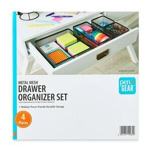 1 Set Pen+Gear Metal Desk Organizer Set, Black, 4 Pieces